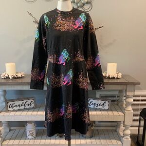 Nooworks Black With Multi-Color Graphics Dress